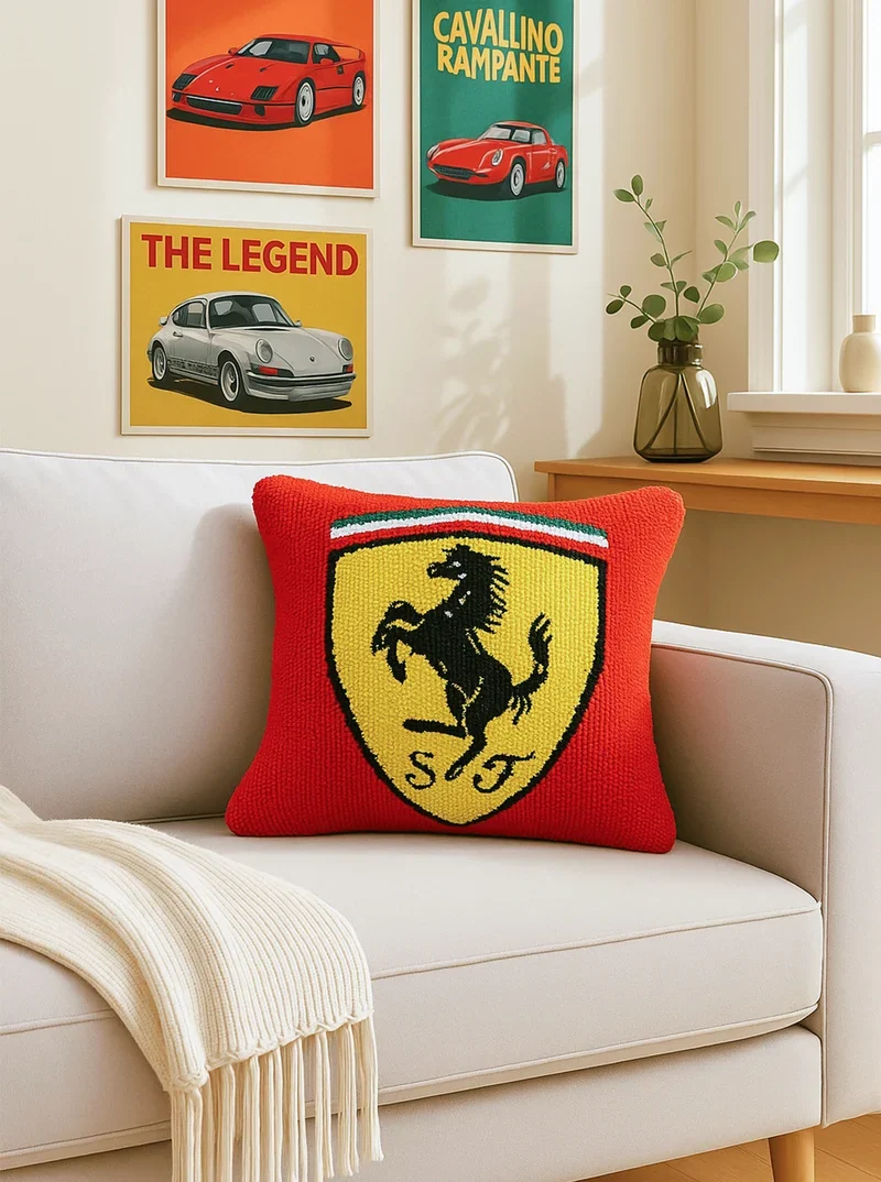 Prancing Horse Inspired Cushion Super Soft Washable Car Decor